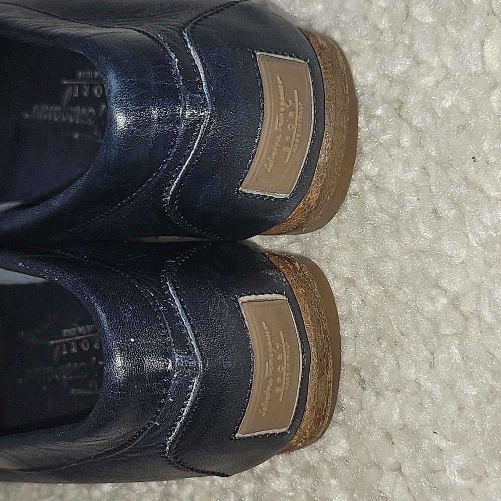 Salvatore ferragamo Ganachi navy leather driving loafers/shoes size 7 - Picture 8 of 16